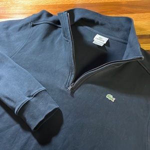 Lacoste mens XL 7 black quarter zip pullover sweater EUC